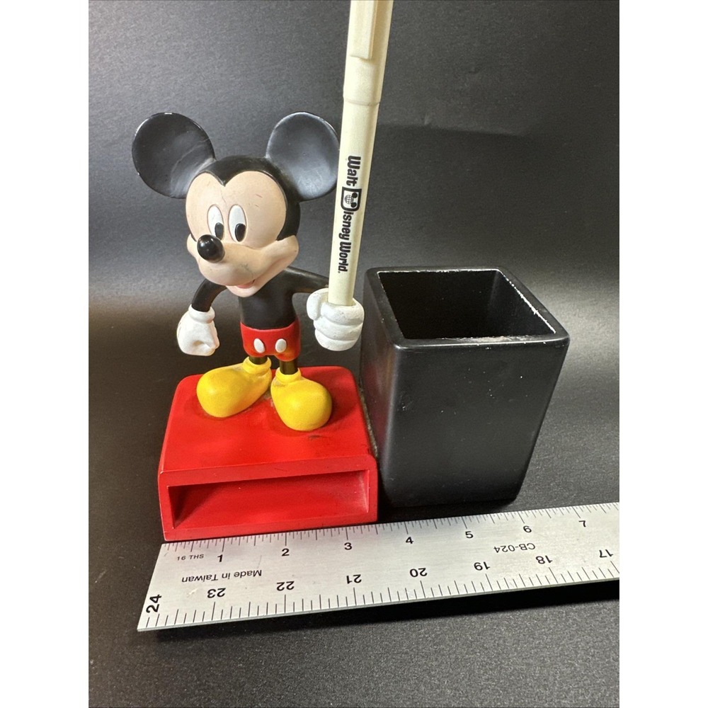 Vintage Disney Mickey Mouse Pen & Pencil Holder Notepad Holder Desk Org w/ Pen - Picture 6 of 11
